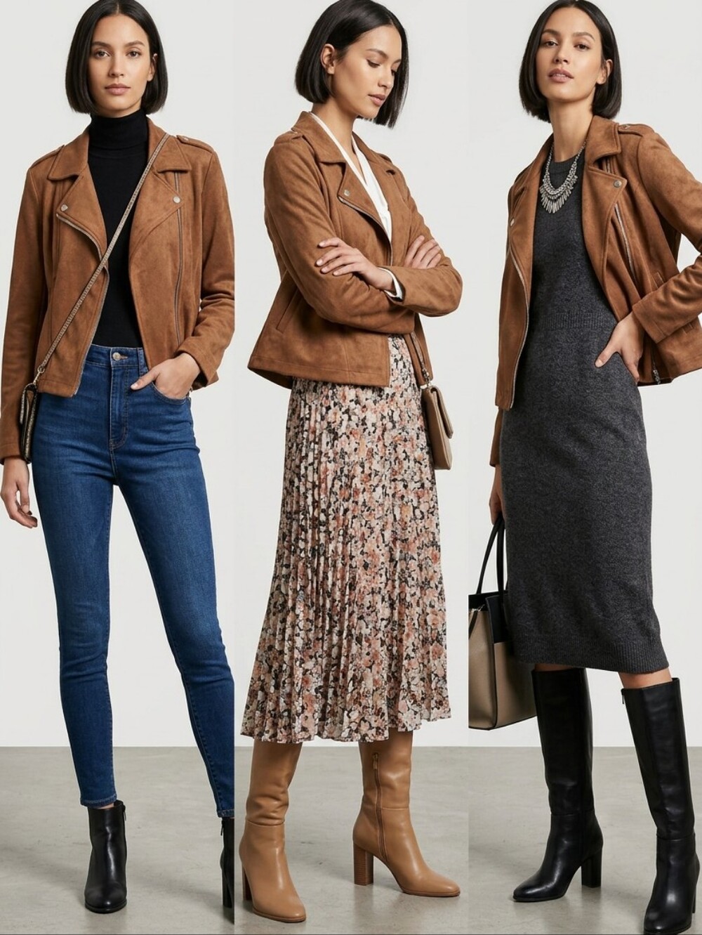 LC Lauren Conrad Asymmetric Faux Suede Moto Jacket - Brown - Picture 10 of 10